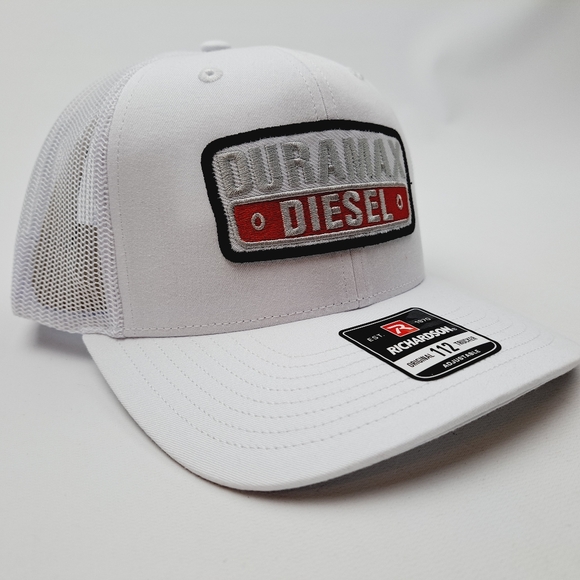Duramax Diesel Embroidered Patch Richardson Trucker Mesh Snapback Cap Hat White - Picture 3 of 4